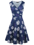 Floral Surplice Sleeveless A-Line Dress