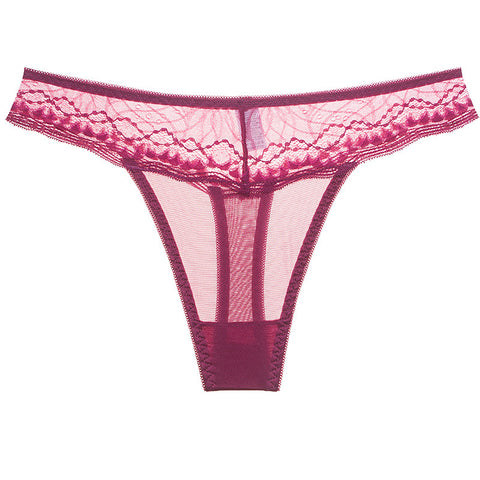 Delicate Lace Trim Thong Panty - Theone Apparel