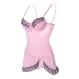High Slit Bows and Lace Babydoll Set