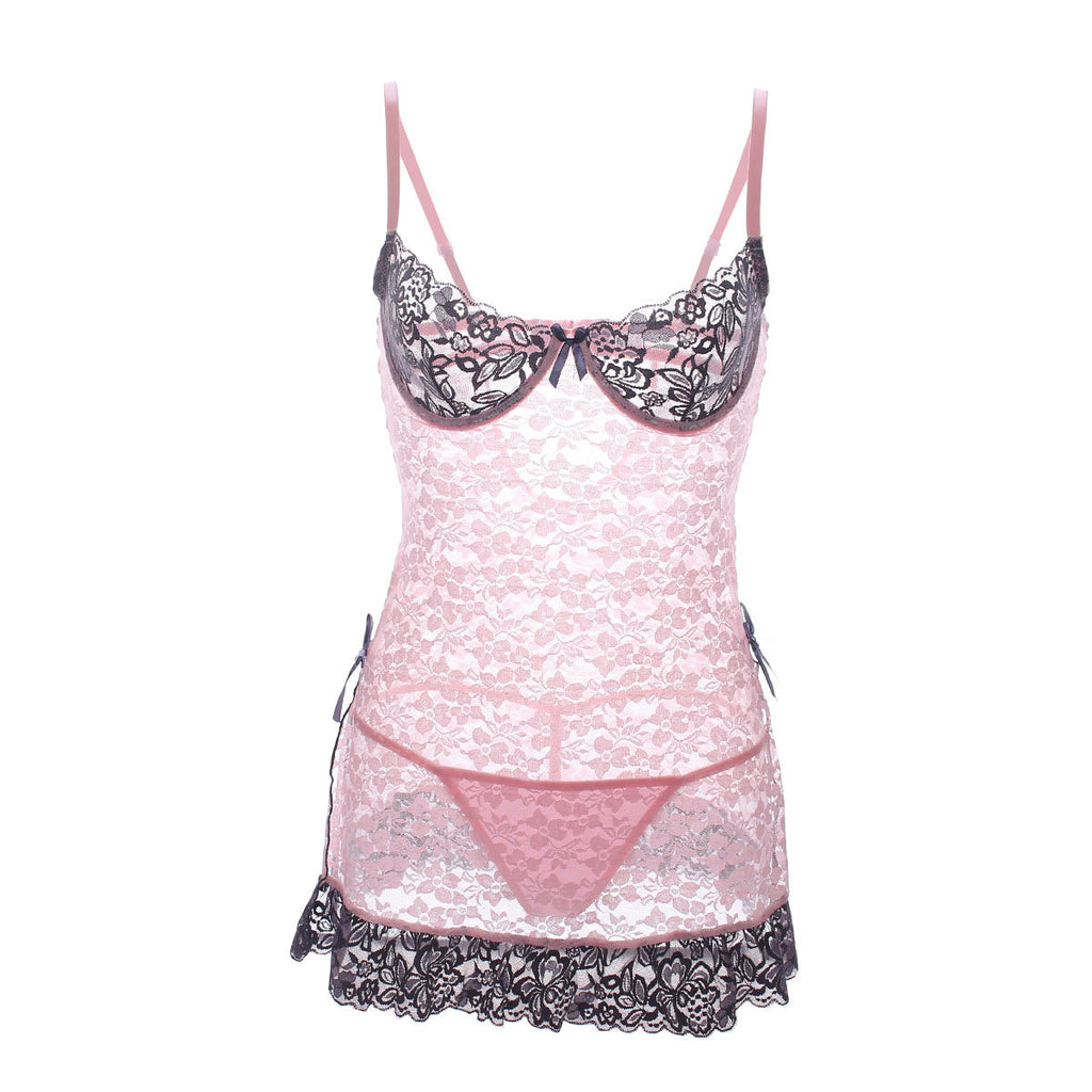 Lace Cup Skirted Babydoll Lingerie Set