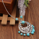 Turquoise Bead Boho Pendant Necklace