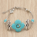 Floral Turquoise and Heart Charm