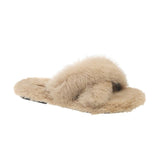 Fuzzy Fur Crisscross Slipper Shoes