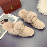 Distressed Fringe Fur Fashion Slippers - Theone Apparel