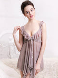 Sheer Lace Tie-Front Camisole Dress