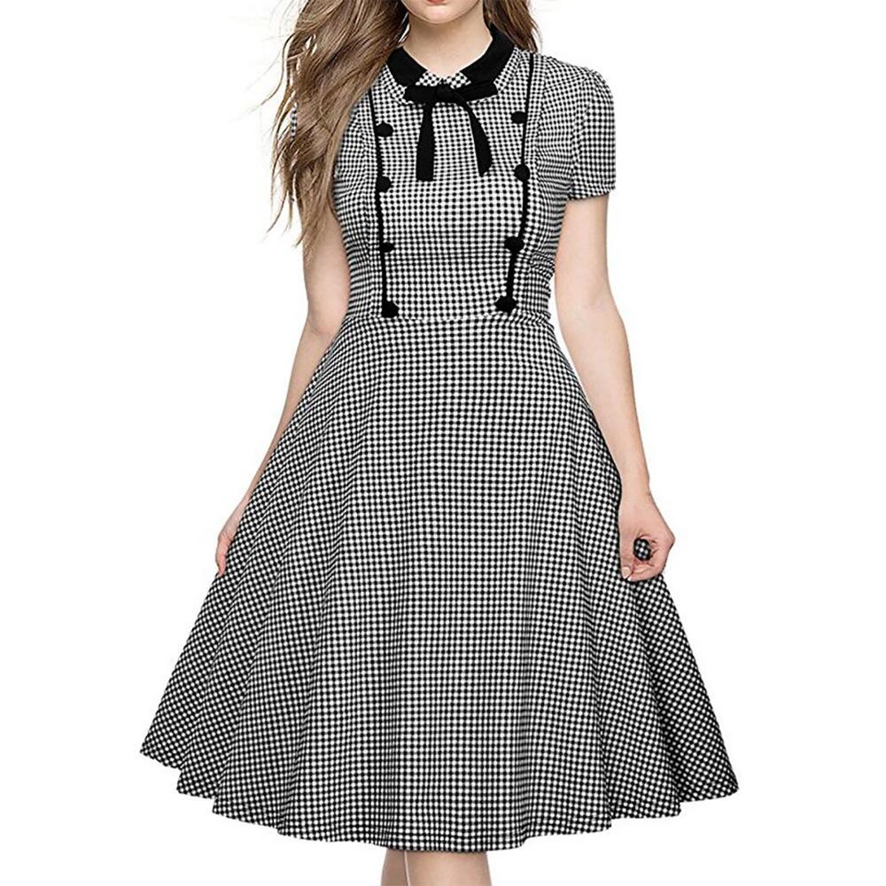 Gingham Double Breasted Bow Dress