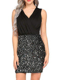 Crossover Sequin Skirt Sleeveless Dress - Theone Apparel