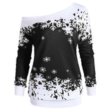 Snowflake One Shoulder Plus Size Sweatshirt