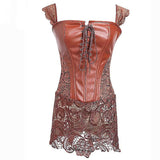 Leathery Lace Skirted Lingerie Corset