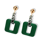 Chunky Square Link Dangler Earrings - Theone Apparel