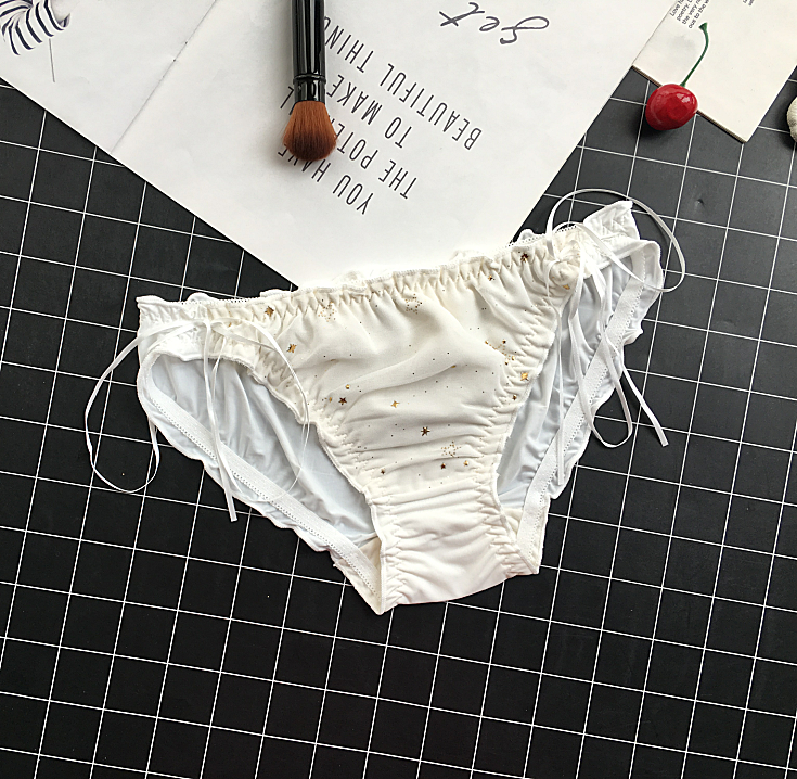 Classic Full Coverage Opaque Panties with Bow Hip Ties-White-Theone Apparel