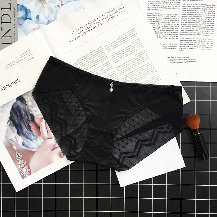 Classic Silky Briefs with Semi Transparent Back-Black-Theone Apparel