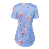 Cross Neck Floral Print Shirt - Theone Apparel