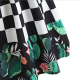 Cross Strap Checkered Cactus Dress - Theone Apparel