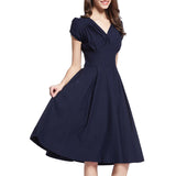 Geplooide knop Bodice Cap-Sleeve jurk