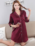Silky Sleep Shirt with Piped Trim