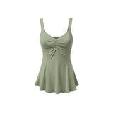 Dressy Ruched Ruffle Pleat Tank Top - Theone Apparel