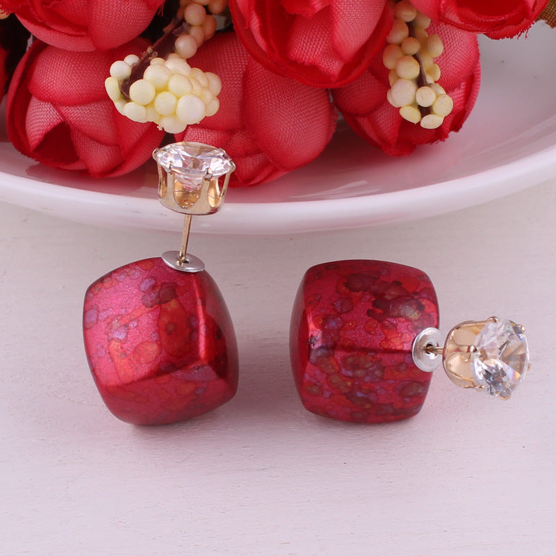 Dusty Rose Silver Feather Earrings-Red-Theone Apparel