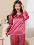 Embroidered Blouse Top Sleep Pants Set - Theone Apparel