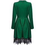 Emerald Lace Hem High Neck Dress - Theone Apparel
