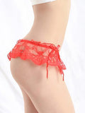 Eyelet Lace Skirted Crotchless Thong Panty - Theone Apparel