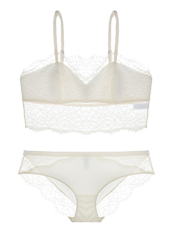 Fancy lace Bralette Top and Panty Set-White-Theone Apparel