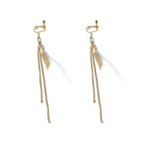 Feather Pendant Chain Tassel Earrings - Theone Apparel