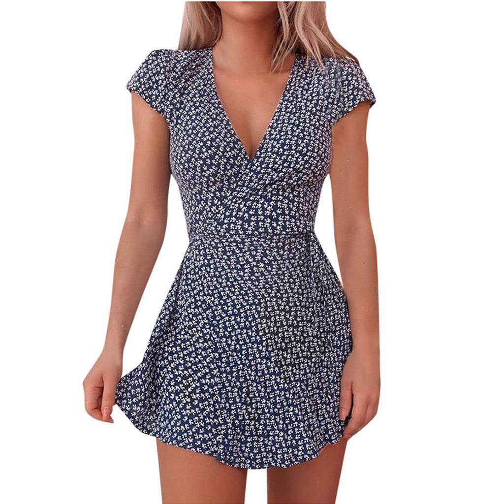 blue dress for baby girl Form Fitting A-Line V-Neck Short Sleeve Midi Dress, Black / 3X