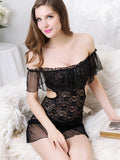 Frilly Off-the-Shoulder Lingerie Set - Theone Apparel