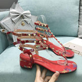 Geisha Goddess Stud Strap Sandals - Theone Apparel