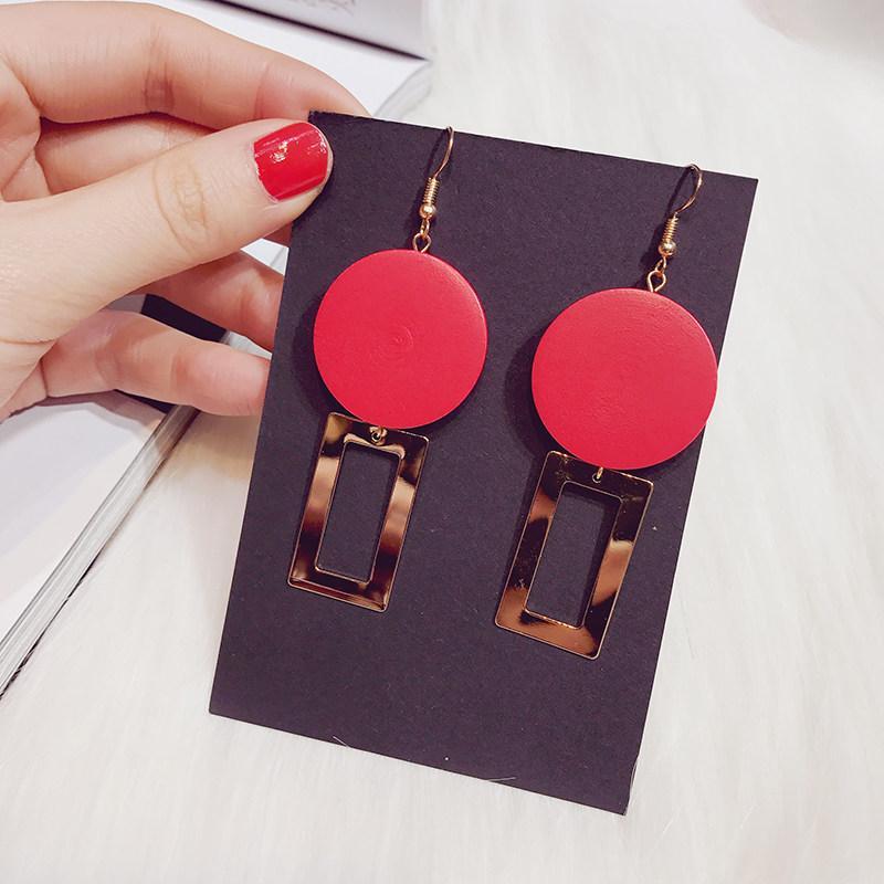 Geometric Mashup Statement Earrings-Red-Theone Apparel