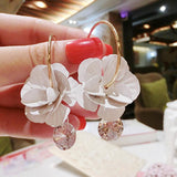 Flowery Enamel Sparkle Stone Earrings