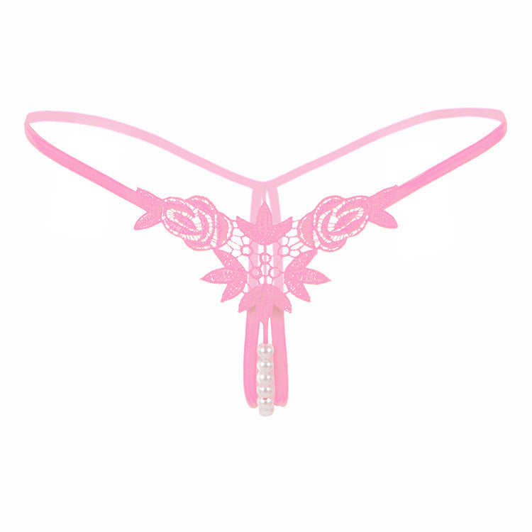 Hidden Pearl Lace Thong Panty-Pink-Theone Apparel