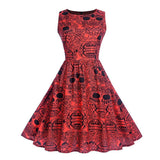 Holiday Print Pleated A Line Dress - Theone Apparel