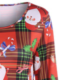 Holiday Santa Print Long Sleeve Dress