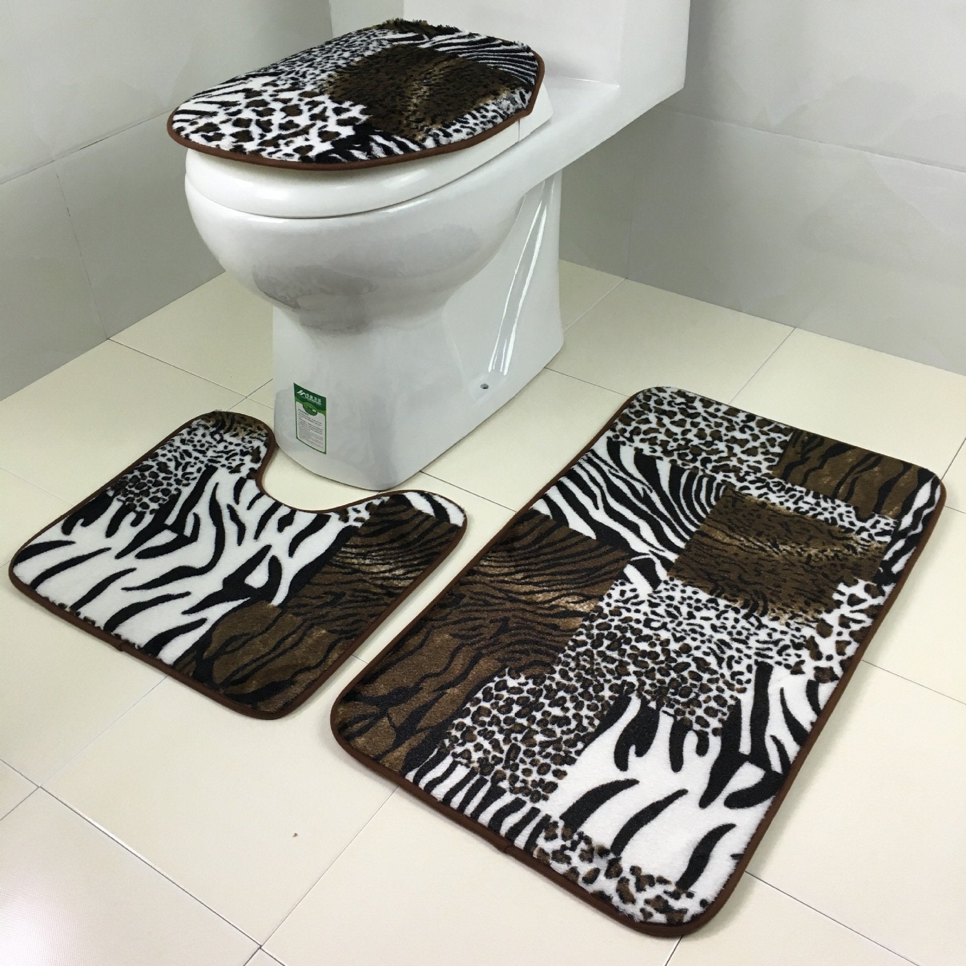 In the Wild Animal Print Bath Mat Set-Theone Apparel