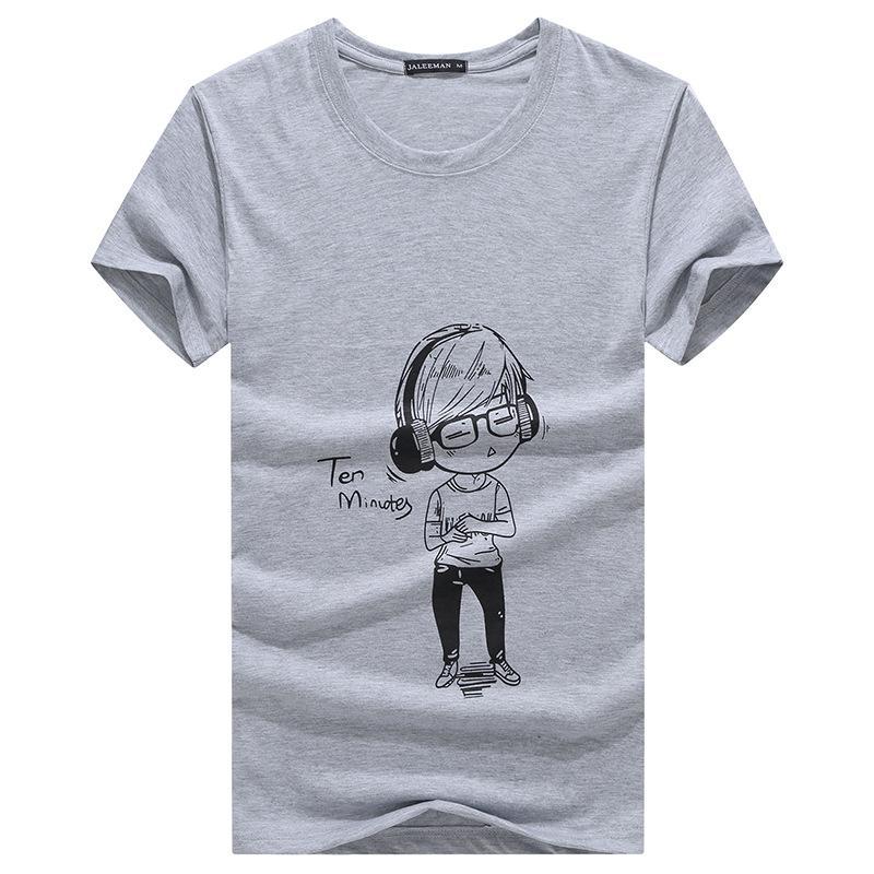 Jamming Out Cartoon Illustrated Shirt-Gray-Theone Apparel
