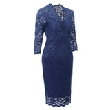 Lace Cover Tea Length Formal Dress