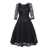 Lace Illusion Sleeve Cocktail Dress