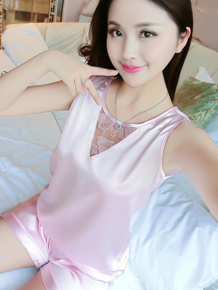 Lace Inset Tank & Short PJ Set-Light Pink-Theone Apparel