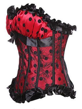 Lacy Dots Corset Top-Red-Theone Apparel