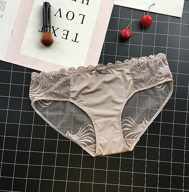 Lacy Mesh back panties with Frilly Waistband-Brown-Theone Apparel