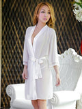 Lacy Trim Lingerie Pajamas Robe Set - Theone Apparel