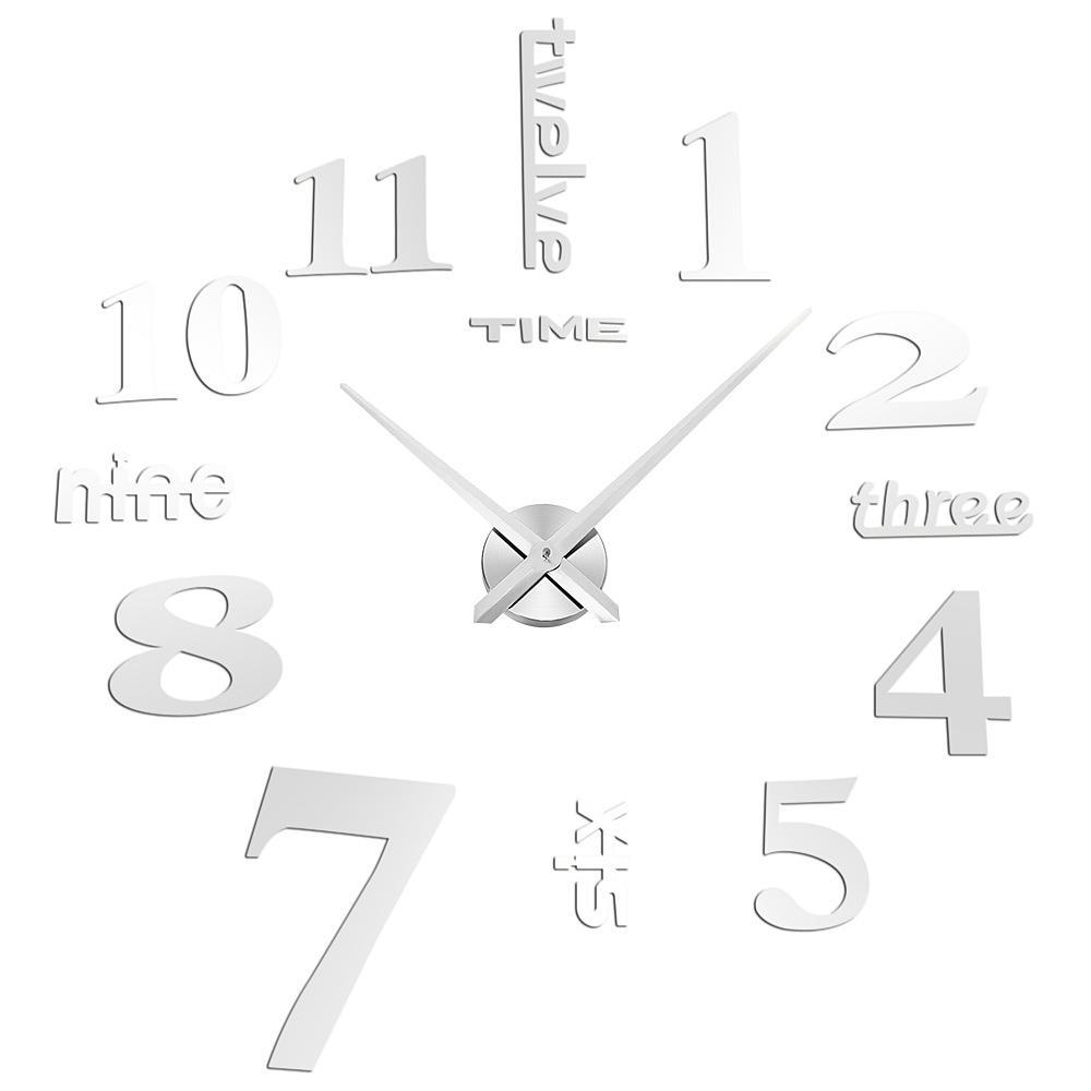 Large Mirror Effect 3D Digital Wall Clock-Silver-Theone Apparel