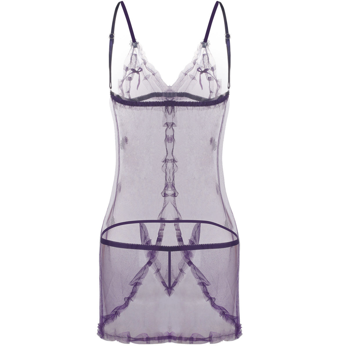 Lined with Lace See Through Babydoll-Purple-Theone Apparel