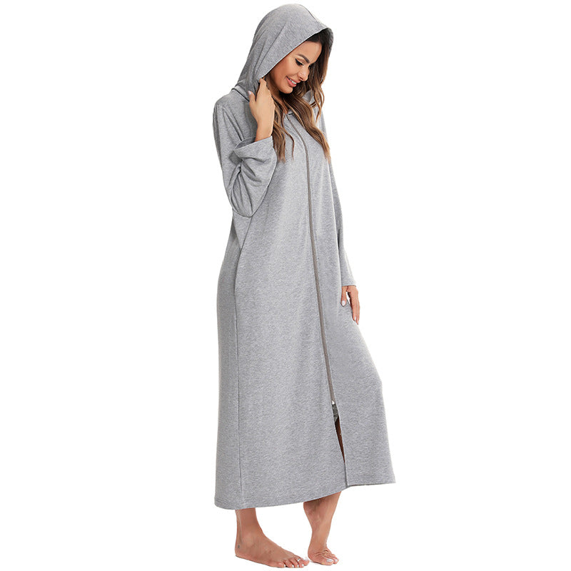 grey zip up dress Grey Zipper Sweatshirt Dress  BLANK