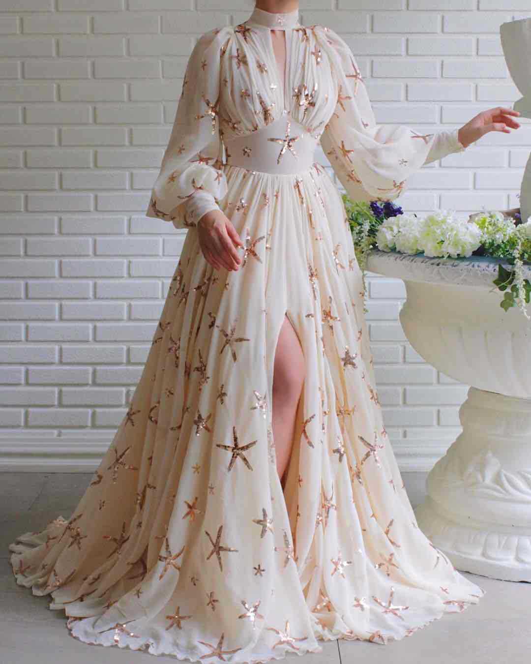 long sleeve flowing dress Long Sleeve Flowing Starfish Dress with Mock Neck