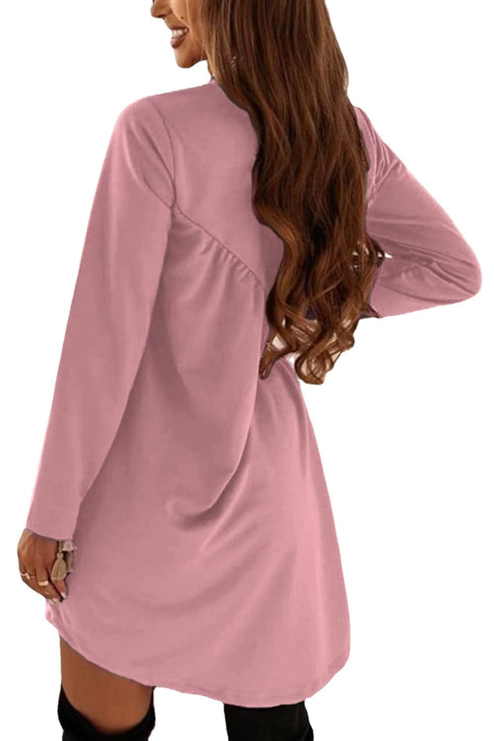Long Sleeved Asymmetrical High Neck Mini Dress, Black / 2X