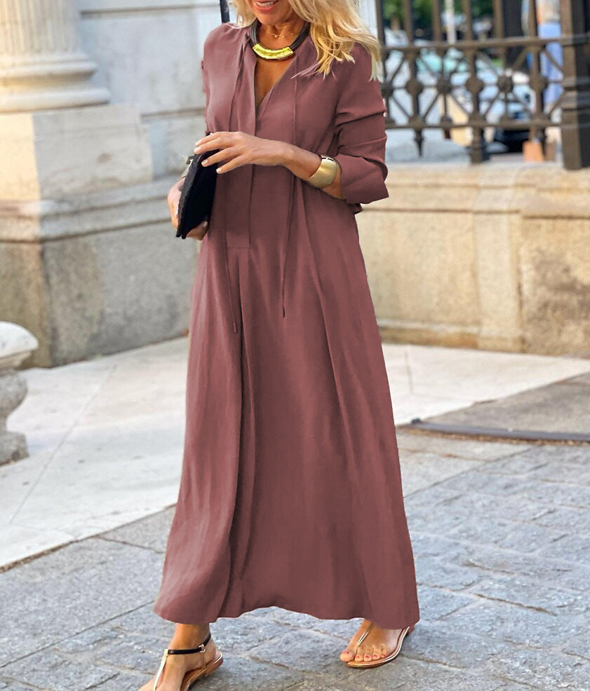 Loose Fitting 3/4 Length Long Sleeve Maxi Dress