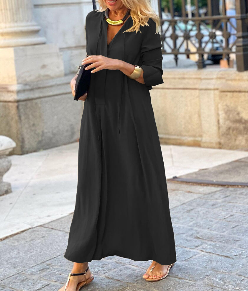 chinese dress ladies Loose Fitting 3/4 Length Long Sleeve Maxi Dress